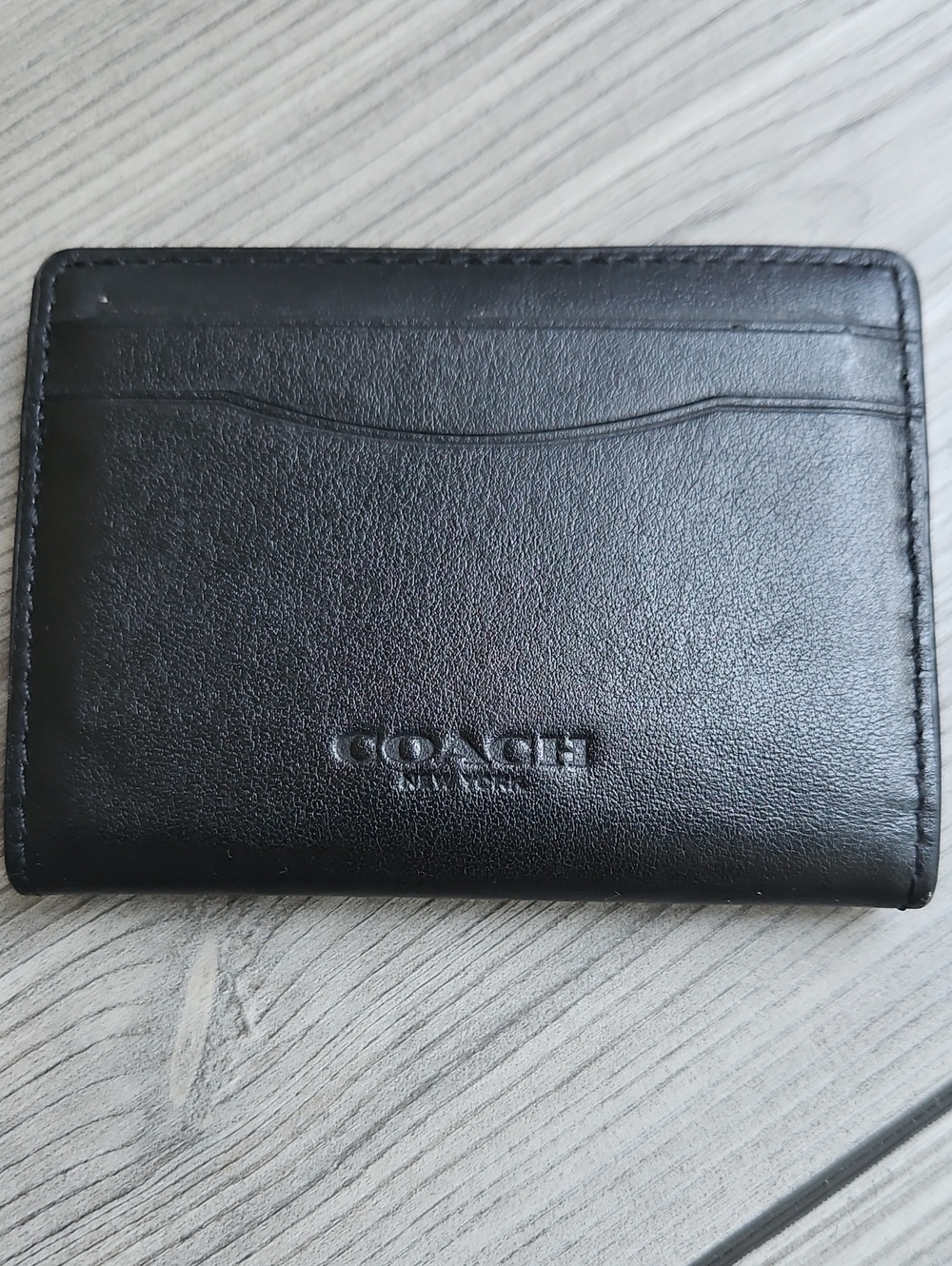 Coach men's bifold card case wallet in black leather